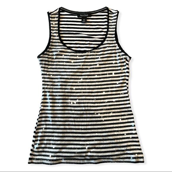 White House Black Market Women’s Sequin Striped Tank Top Extra Small - Picture 1 of 6